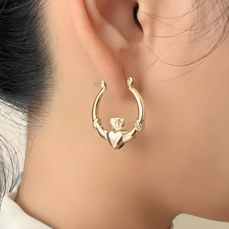 Geometric Heart Hoop Earrings - Kira