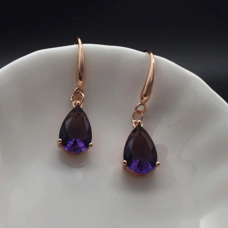 Violet Teardrop Earrings - Amethyst