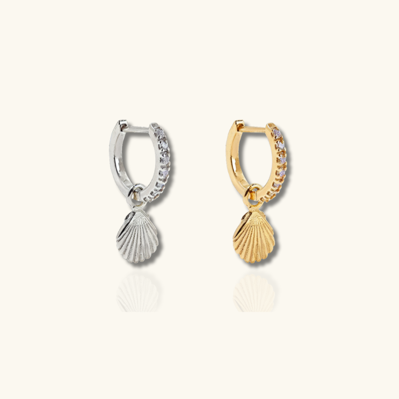 Shell Hoops with Zirconia - Selena