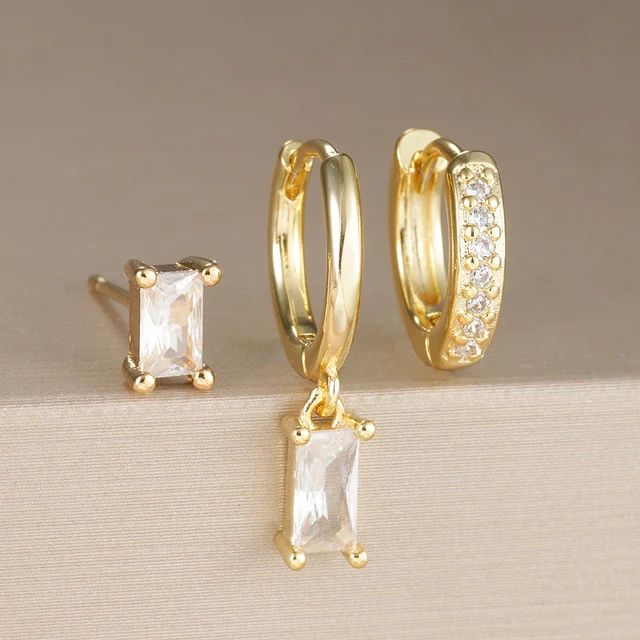 Crystal Hoop Earrings Set - Nora
