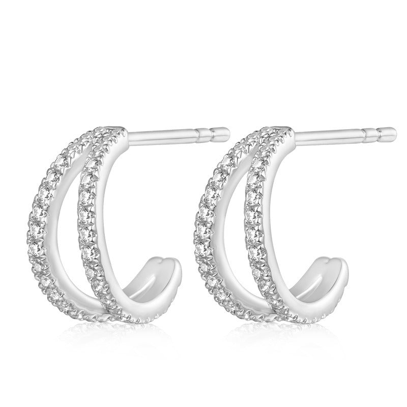 Double Hoop Earrings with Zirconia | Elise