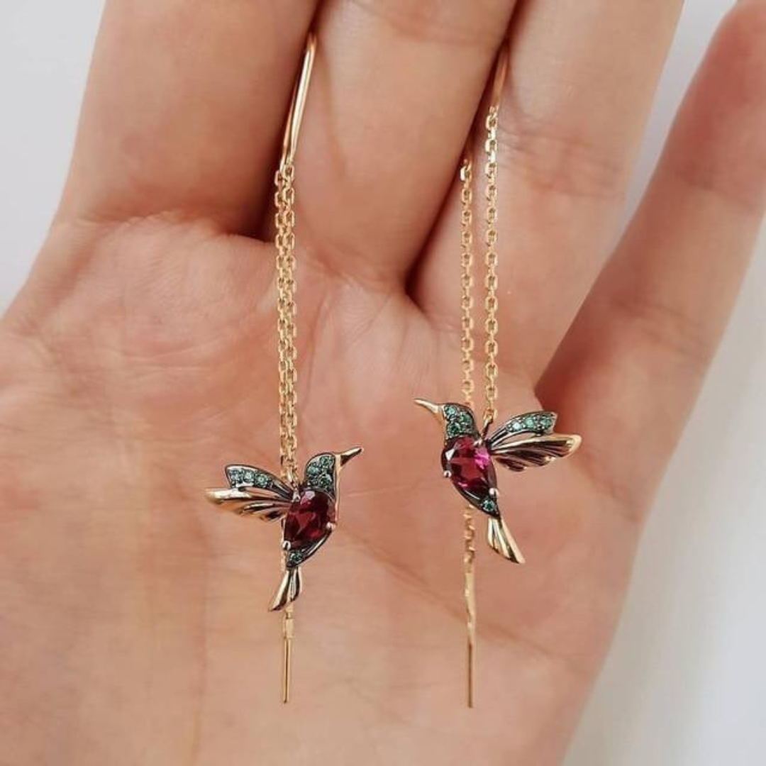 Hummingbird Enamel and Zirconia Earrings | Mia