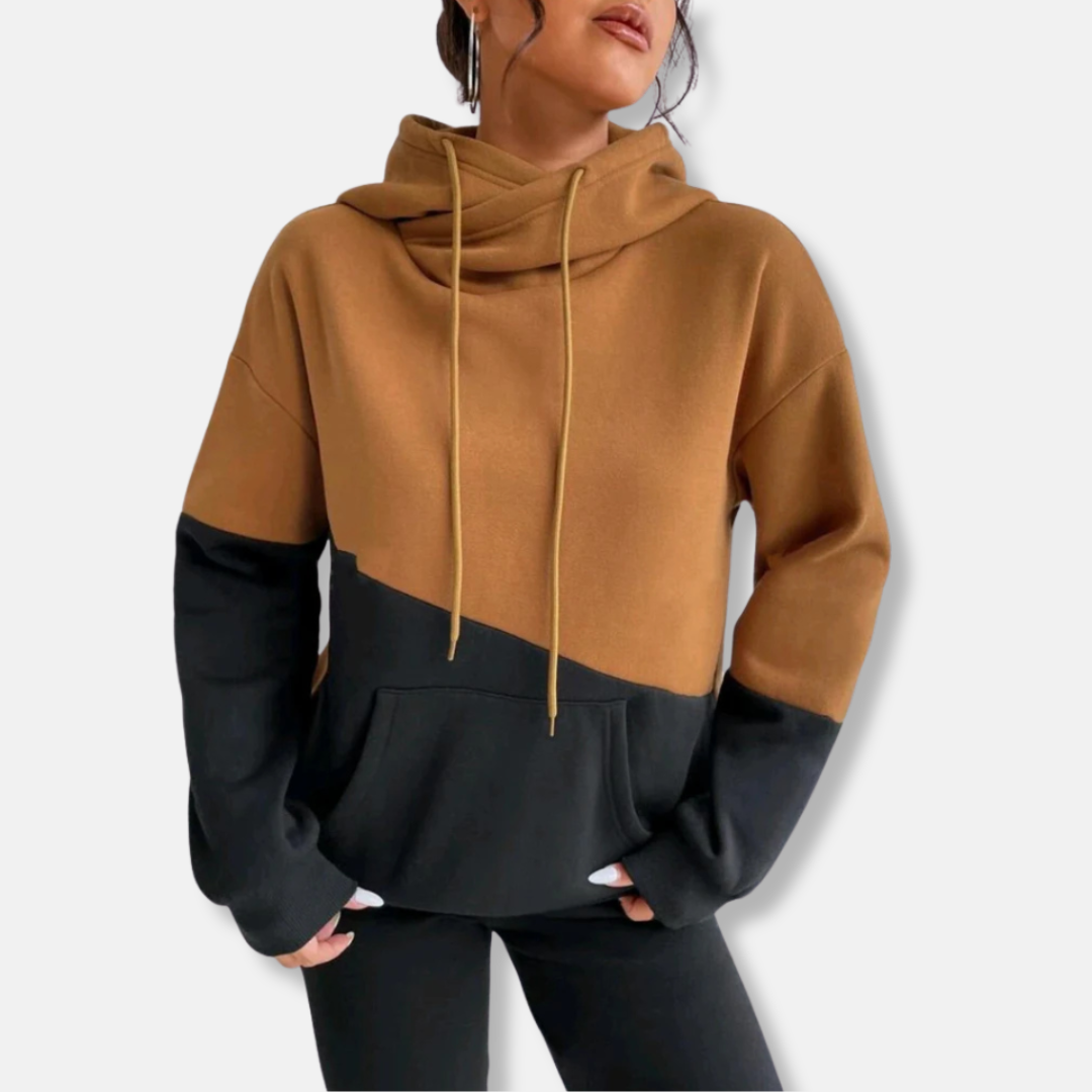 Isla Fleece Hooded Hoodie | Relaxed Fit Colorblock Hoodie
