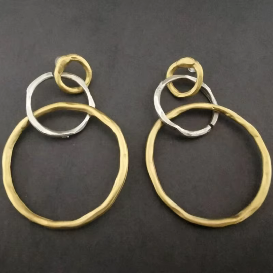 Vintage Gold and Silver Hoop Earrings | Elegant