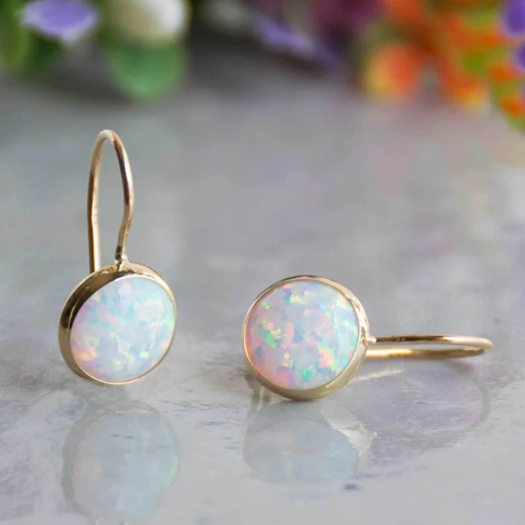 Vintage Opal Stone Gold Earrings | Lila