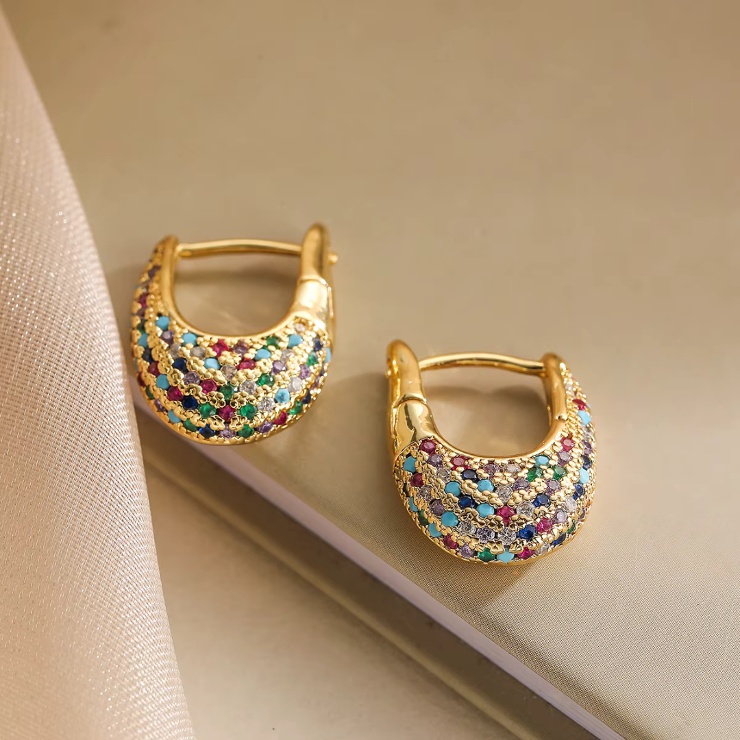 Elegant Colorful Inlaid Crystal Earrings | Ava