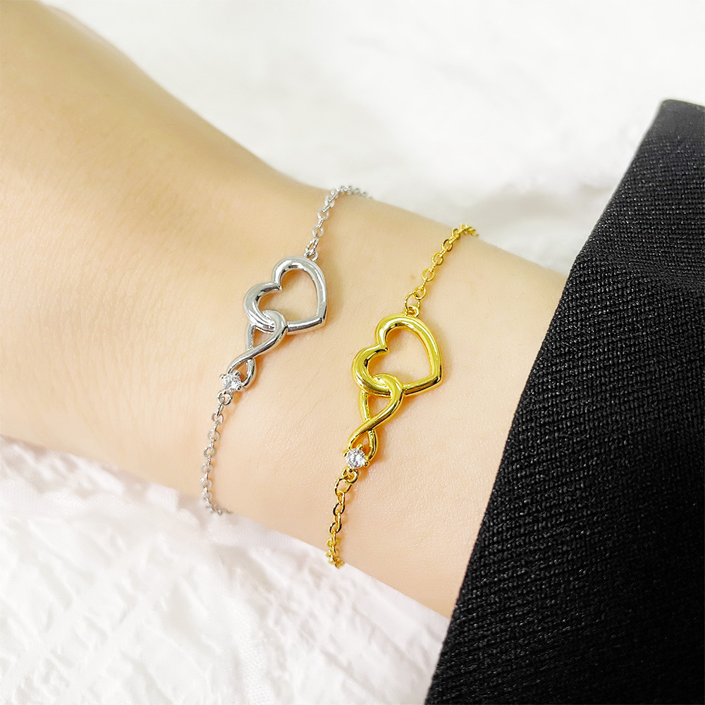 Infinity heart bracelet - Dainty CZ bracelet