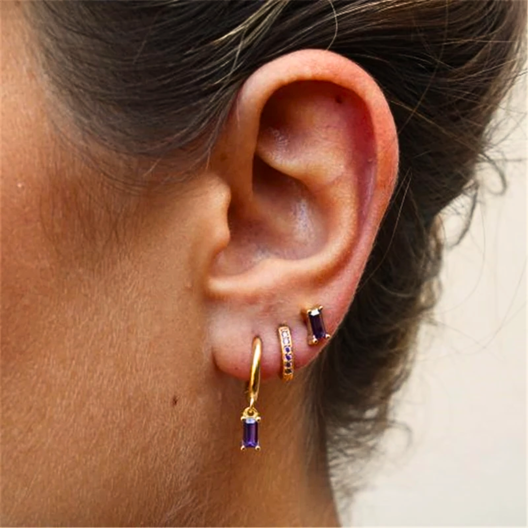 Crystal Hoop Earrings Set - Nora