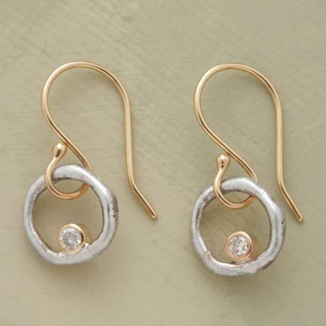 Vintage Gold and Silver Zirconia Earrings | Amara