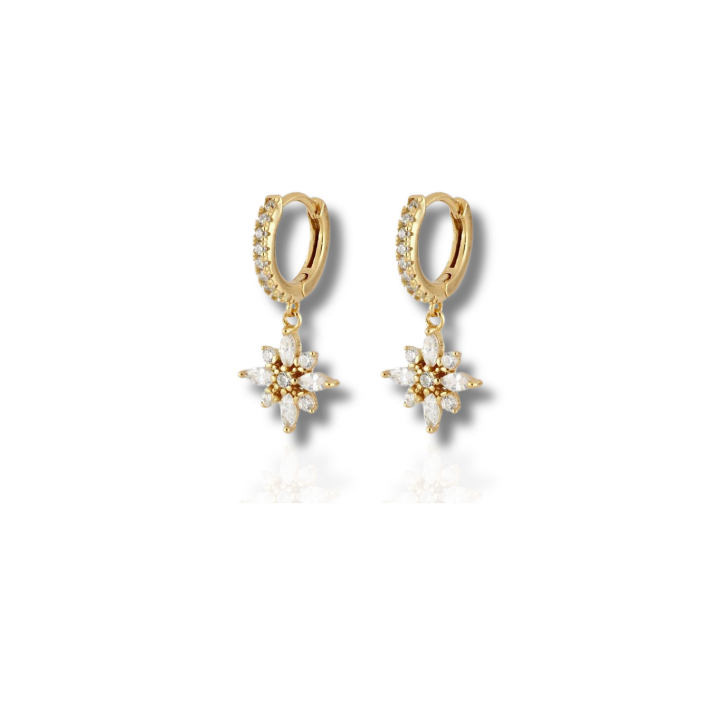 Gold Crystal Flower Hoop Earrings | Lily