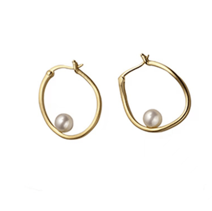 French Pearl Hoop Earrings - Ireen
