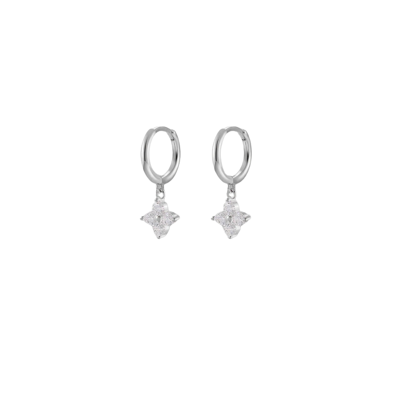 Gold Floral Shine Earrings - Clover