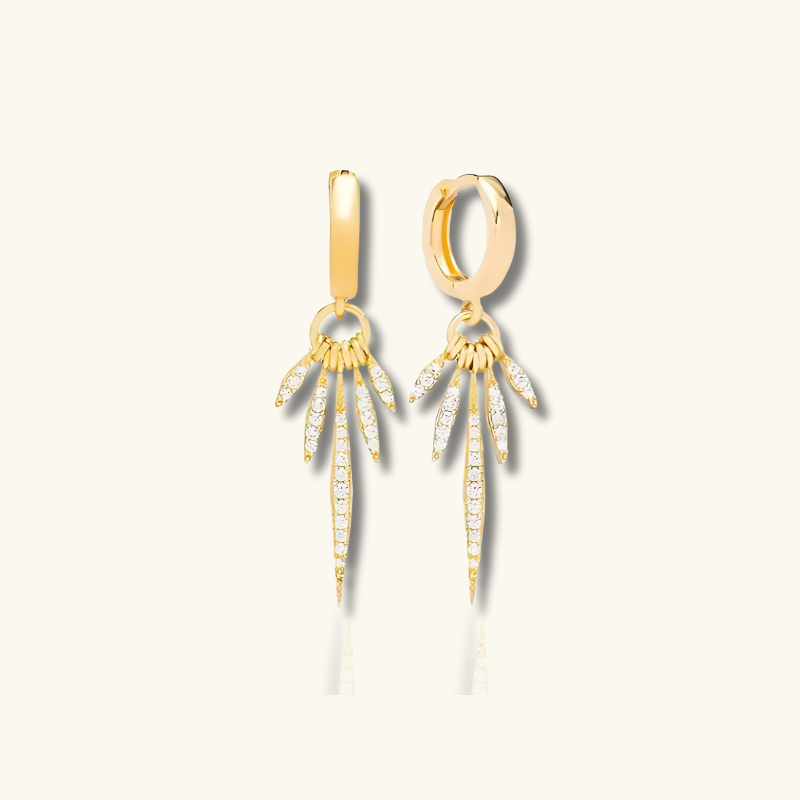 Feather Zircon Drop Earrings - Lana