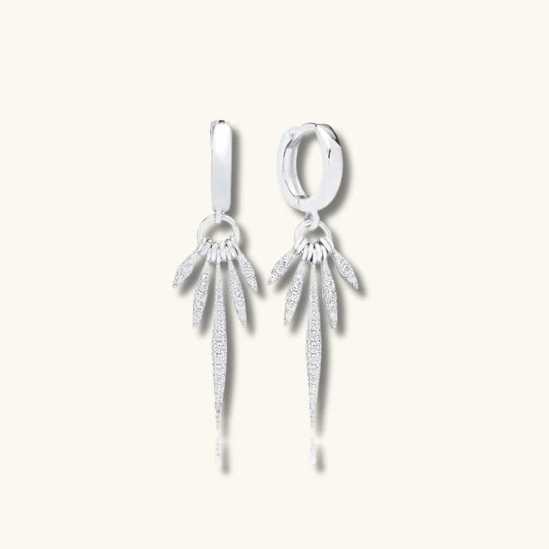 Feather Zircon Drop Earrings - Lana