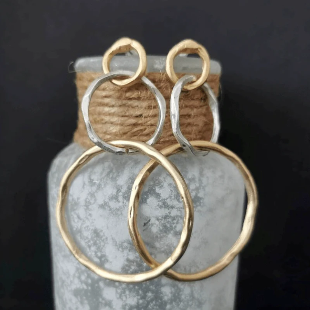 Vintage Gold and Silver Hoop Earrings | Elegant