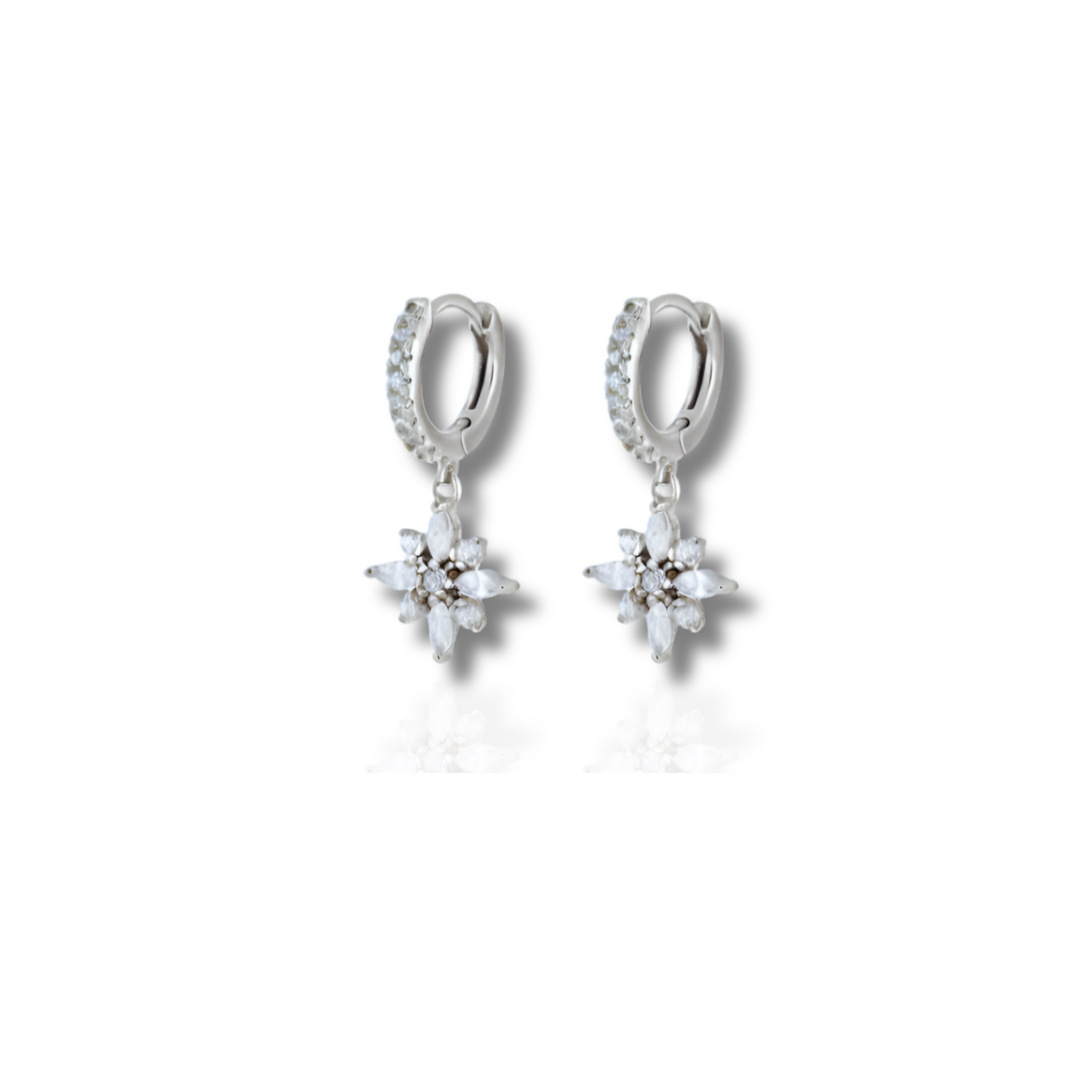 Gold Crystal Flower Hoop Earrings | Lily
