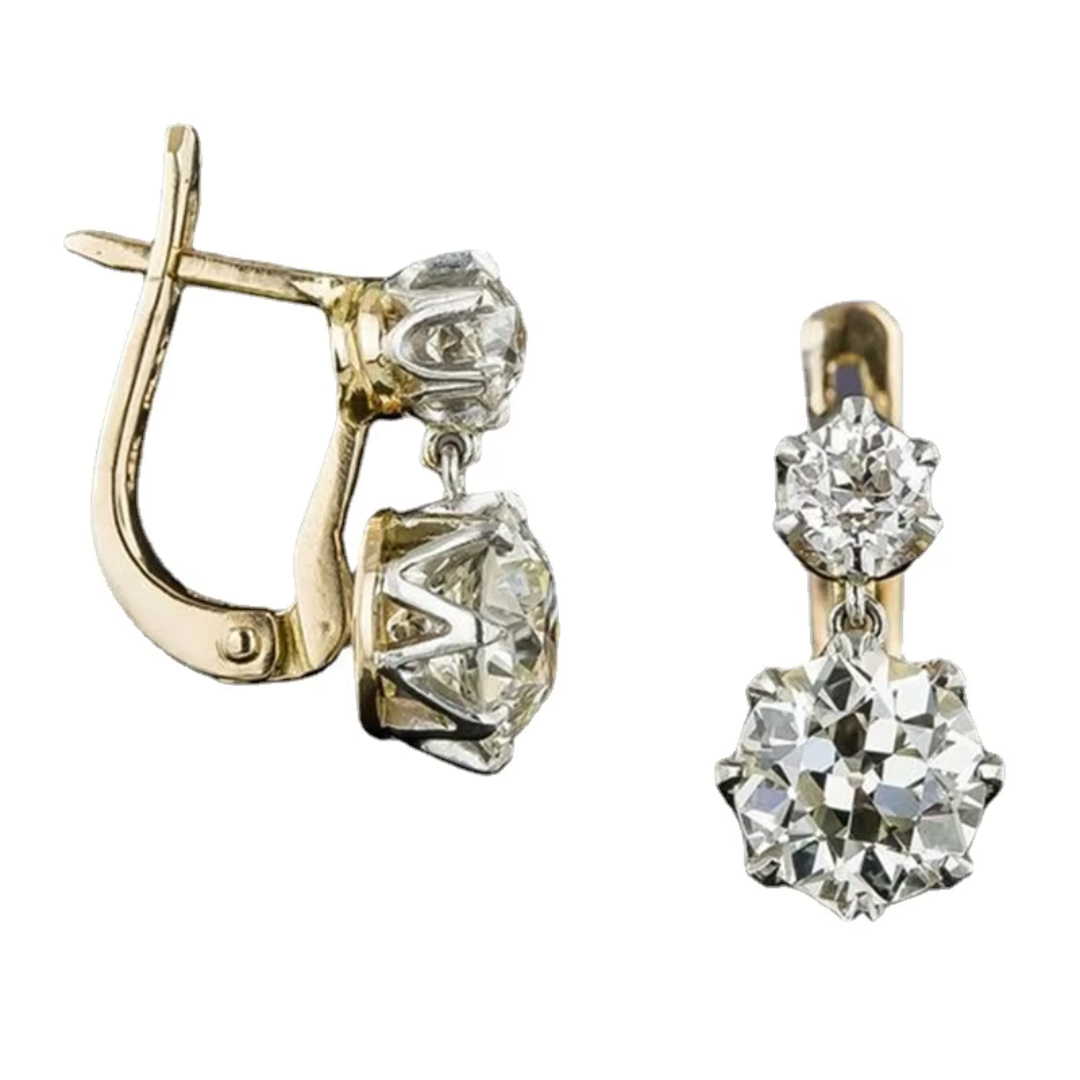 Vintage Gold Zirconia Earrings | Lisa