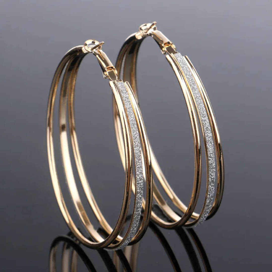 Vintage Gold Clear Hoop Earrings | Gold