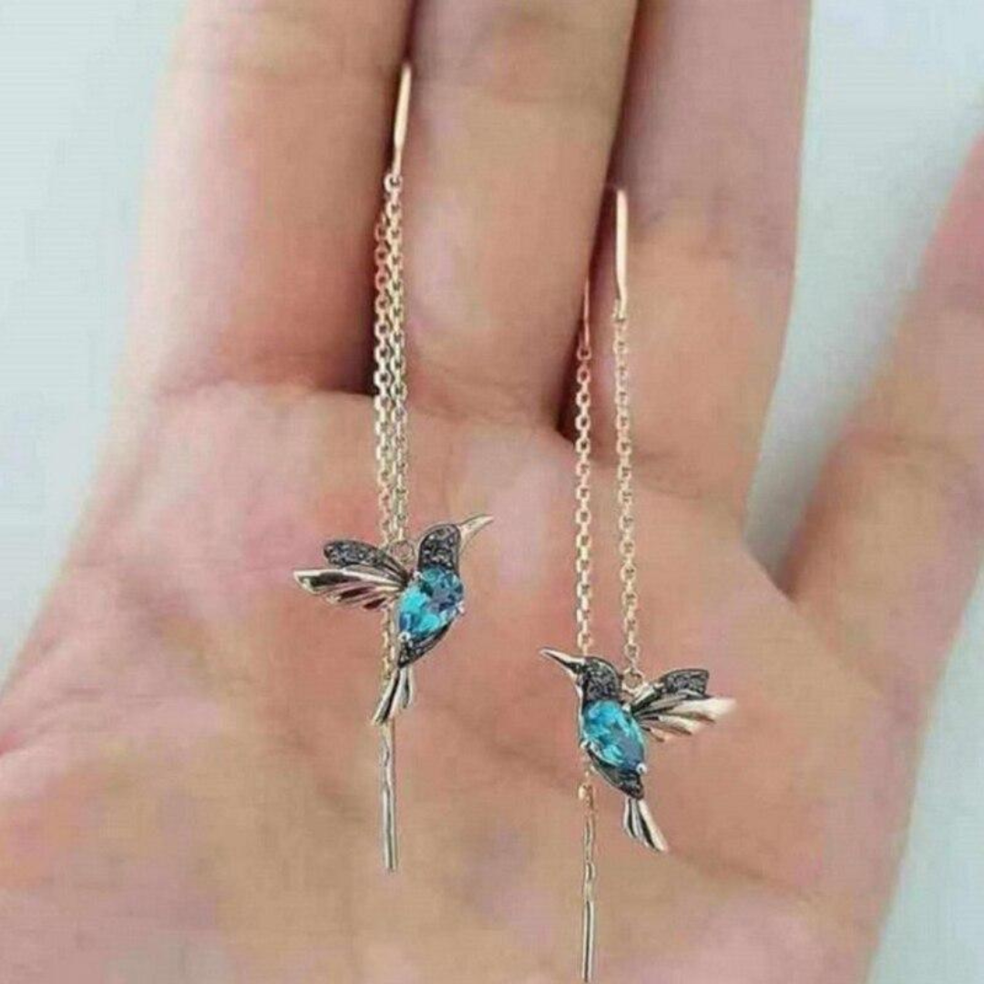 Hummingbird Enamel and Zirconia Earrings | Mia