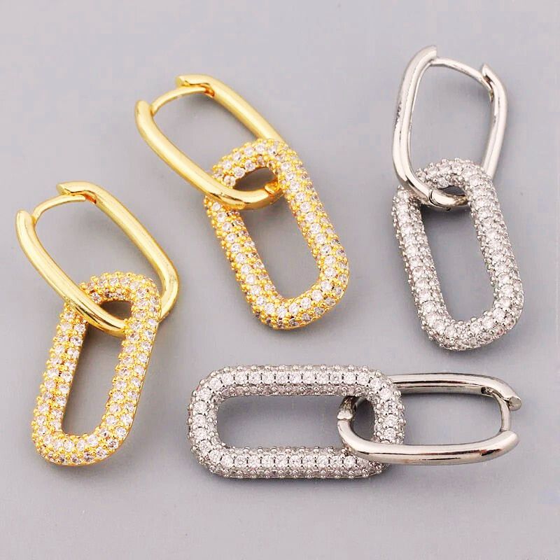 Double Layer Zircon Luxe Drop Earrings - Noa