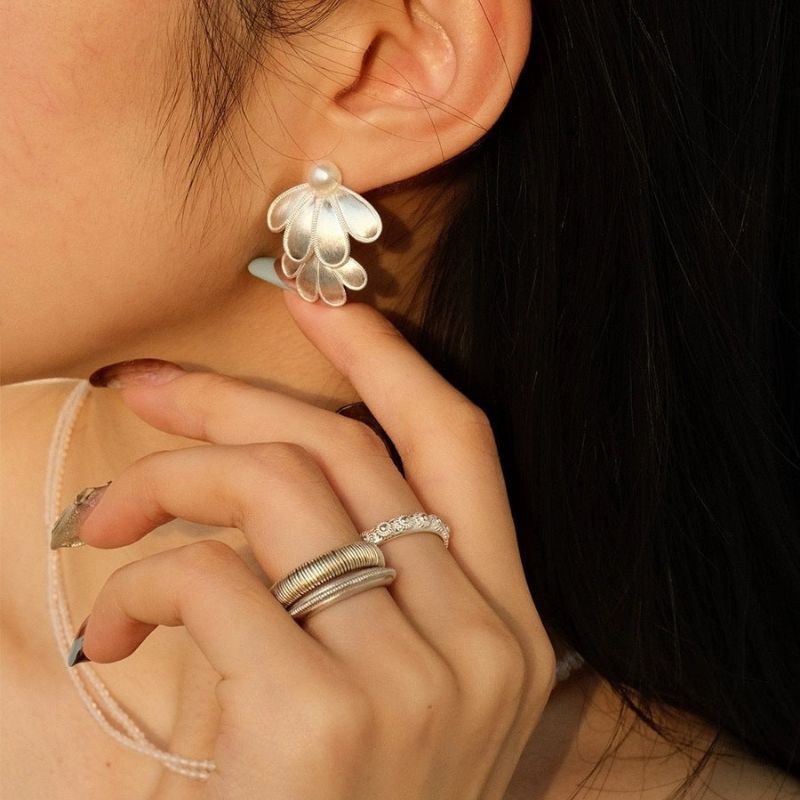 Double-Layered Flower Earrings - Maya