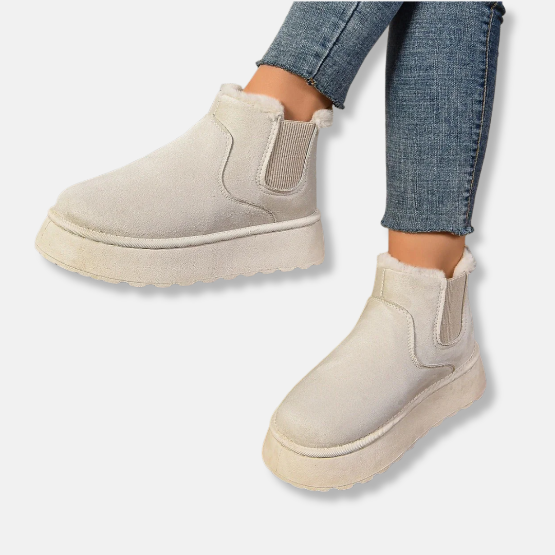 Isabella Suede Chunky Platform Chelsea Boots | Fleece Lined Boots