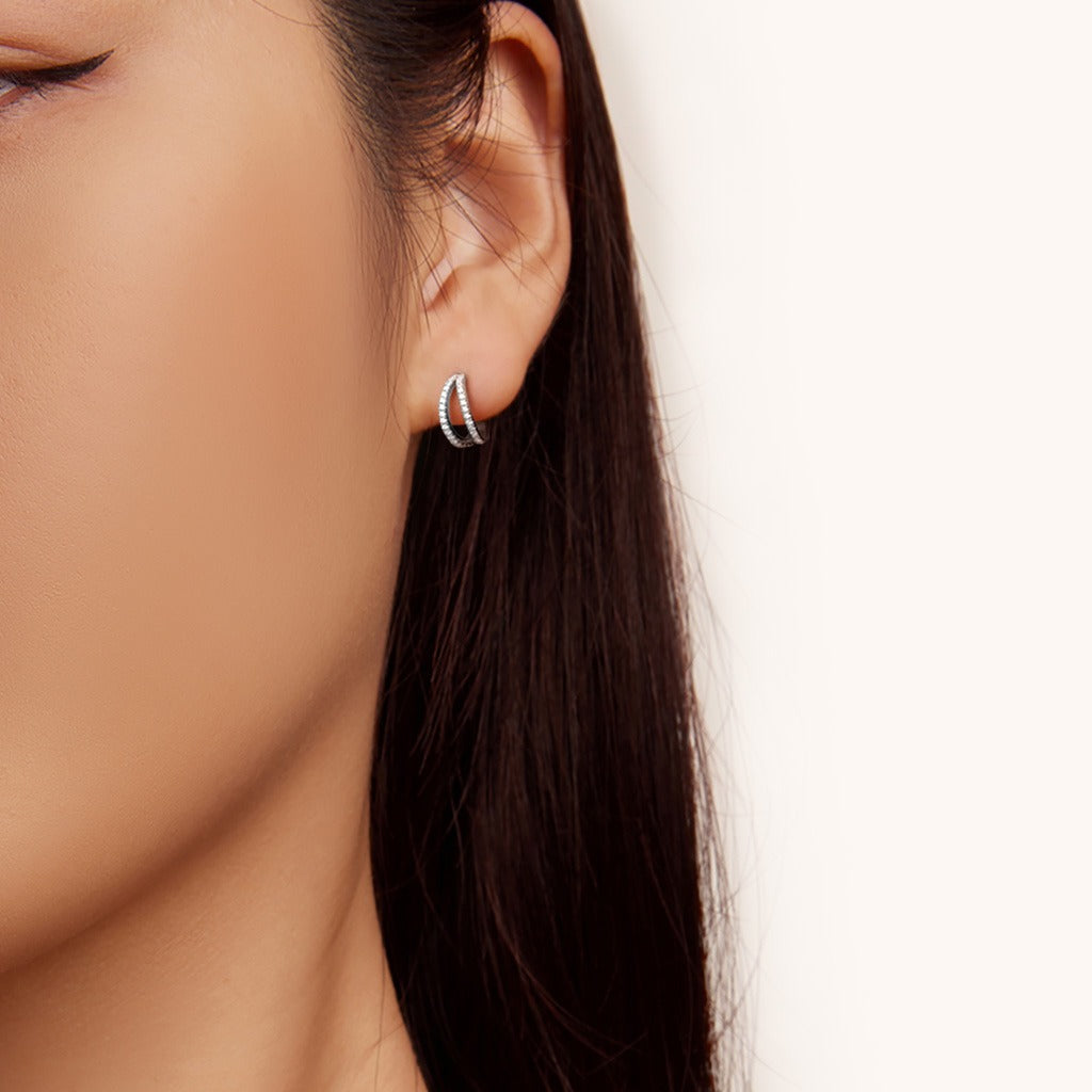 Double Hoop Earrings with Zirconia | Elise