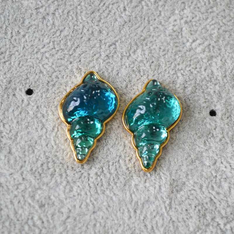 Sea Blue Shell Earrings - Celeste