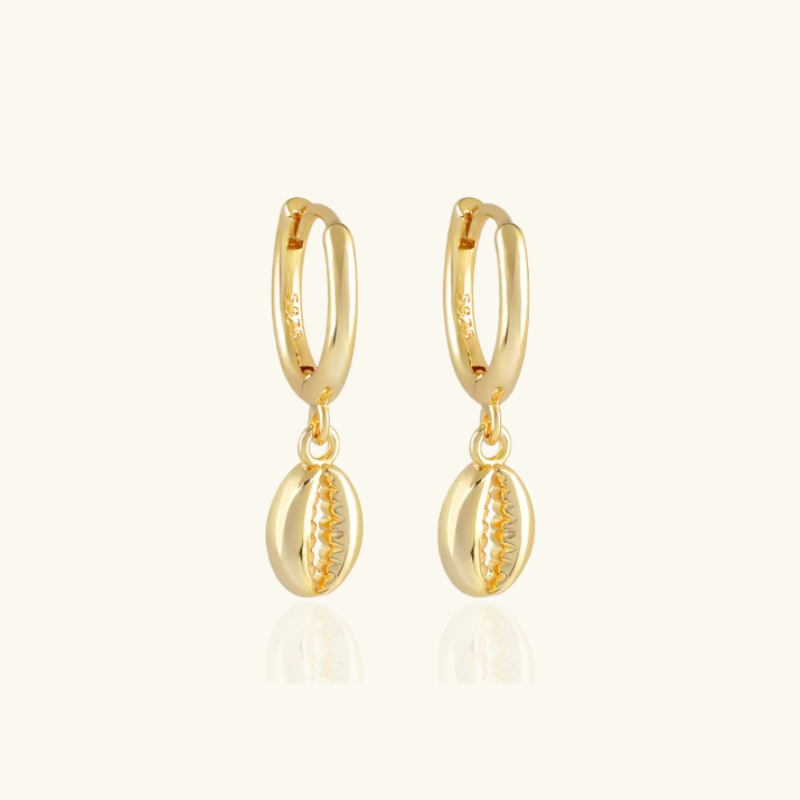 Gold-Plated Shell Hoop Earrings | Mia