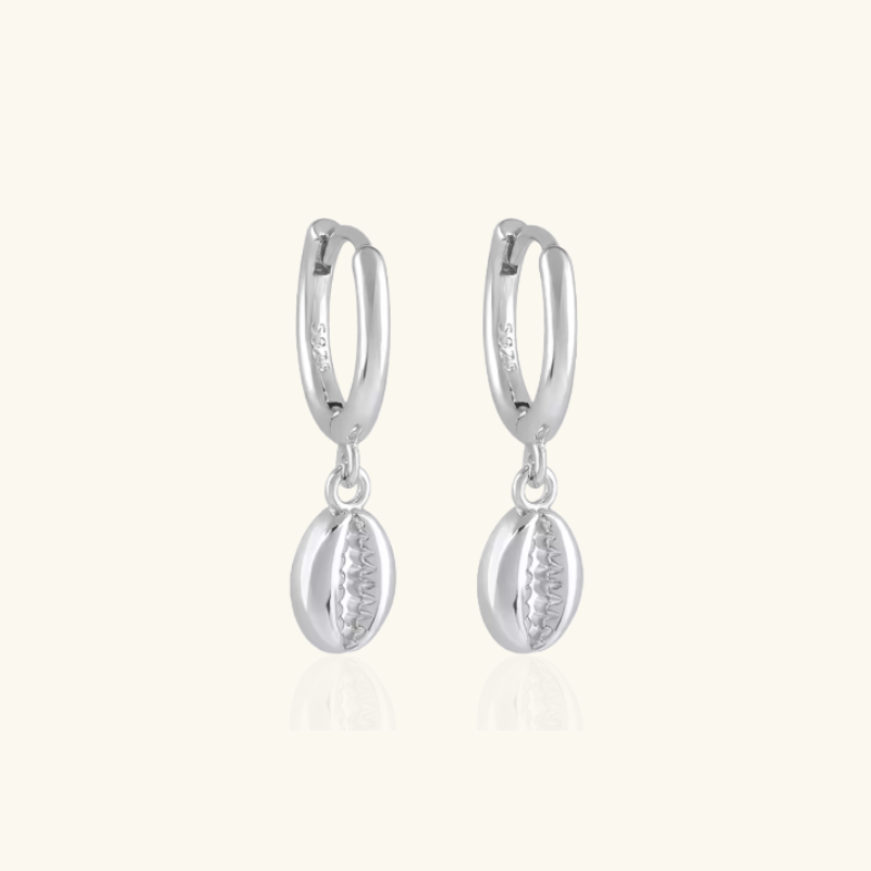 Gold-Plated Shell Hoop Earrings | Mia