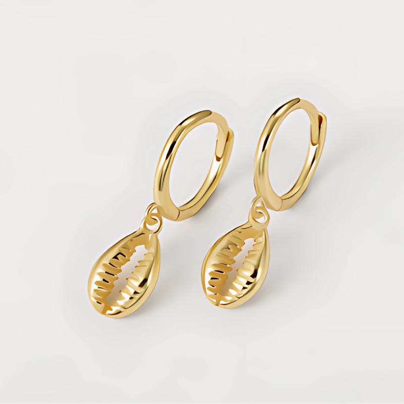 Gold-Plated Shell Hoop Earrings | Mia