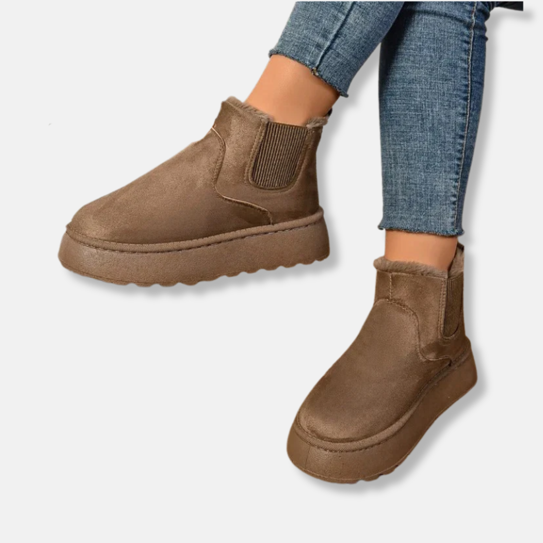 Isabella Suede Chunky Platform Chelsea Boots | Fleece Lined Boots