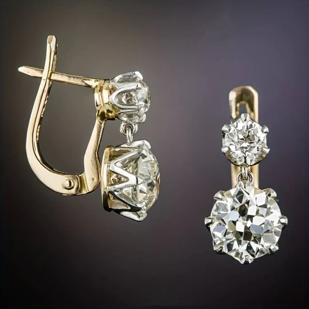 Vintage Gold Zirconia Earrings | Lisa