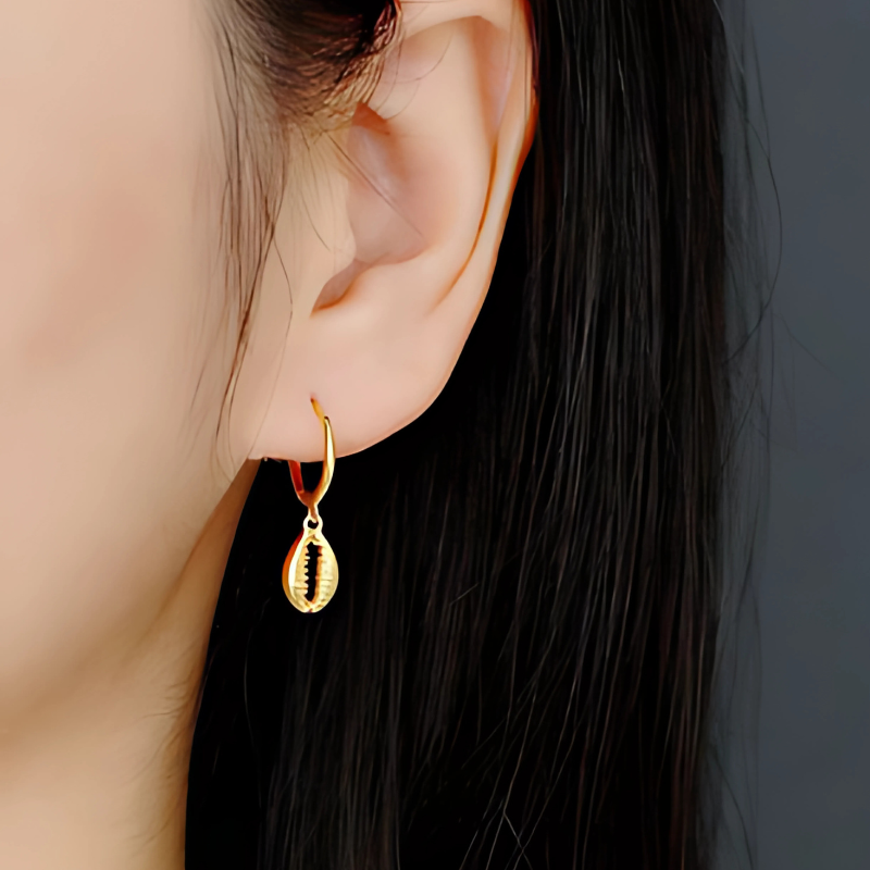 Gold-Plated Shell Hoop Earrings | Mia