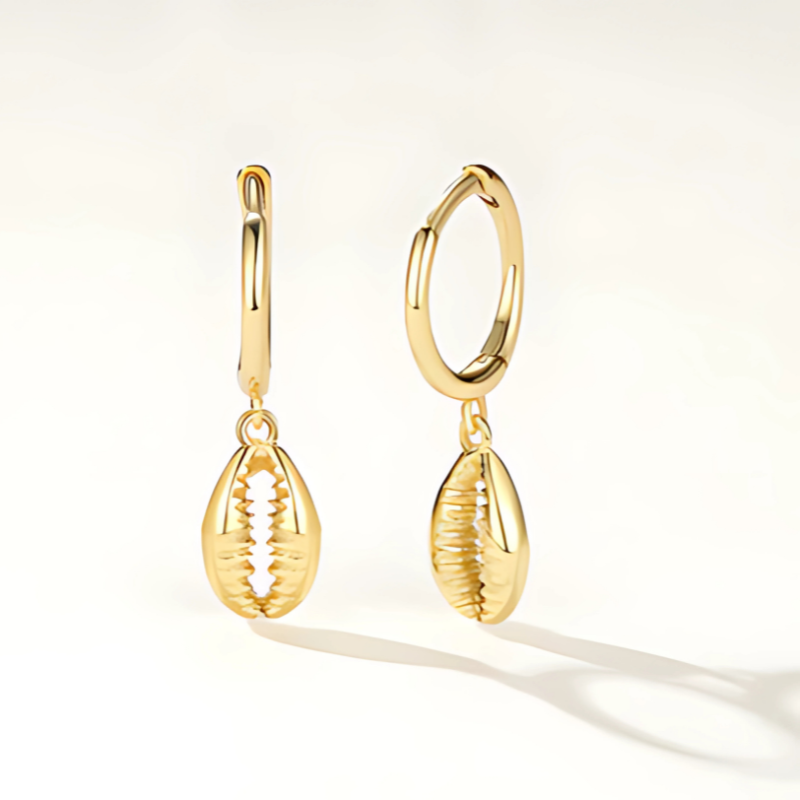 Gold-Plated Shell Hoop Earrings | Mia