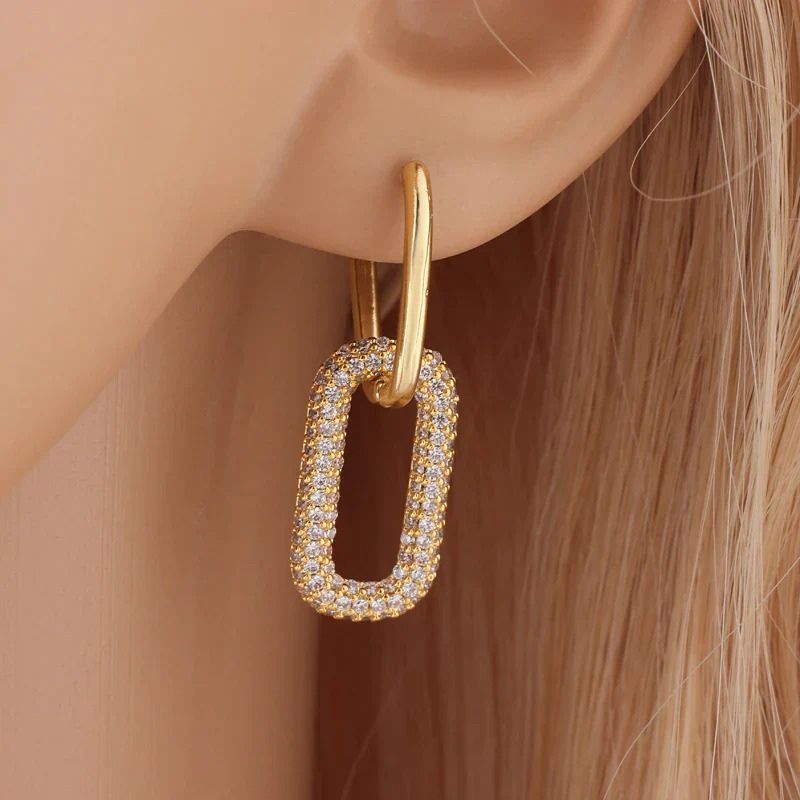 Double Layer Zircon Luxe Drop Earrings - Noa