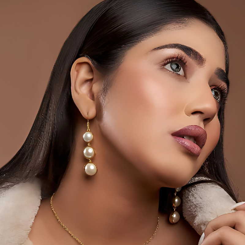 White Pearl Drop Earrings - Seraphina