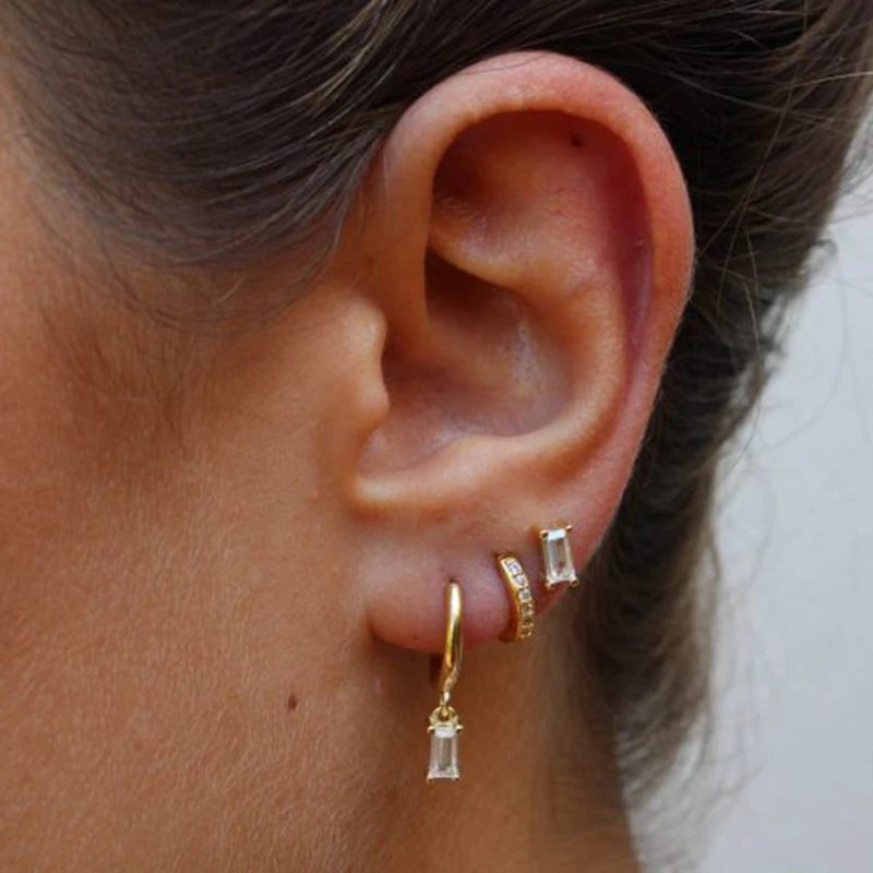 Crystal Hoop Earrings Set - Nora