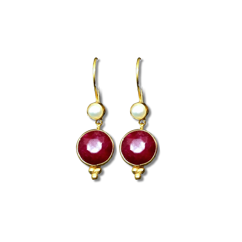 Red Gem Drop Earrings - Chic