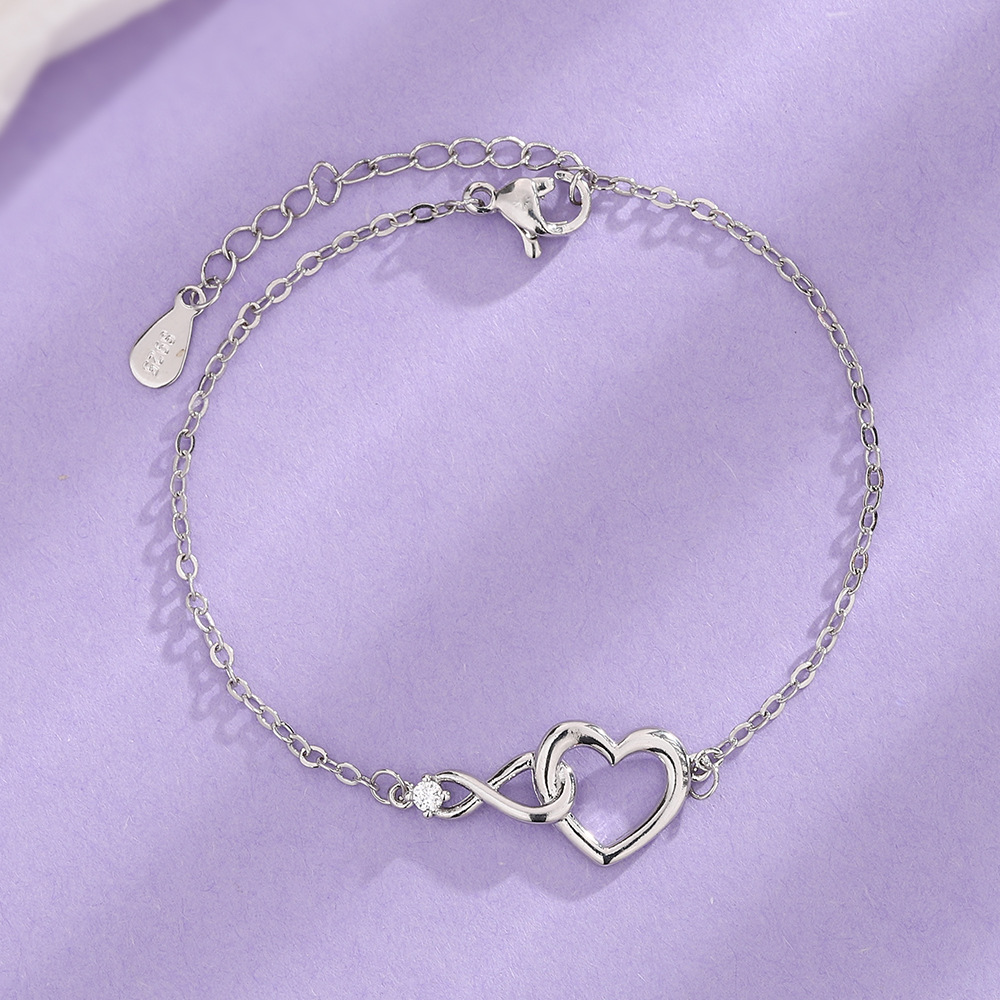Infinity heart bracelet - Dainty CZ bracelet