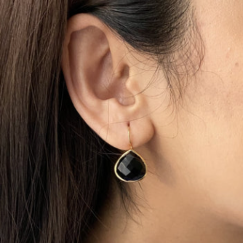Black Onyx Drop Earrings - Isolde
