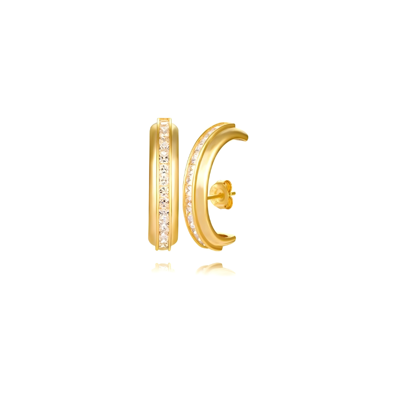 C-Shaped Zirconia Stud Earrings - Avie