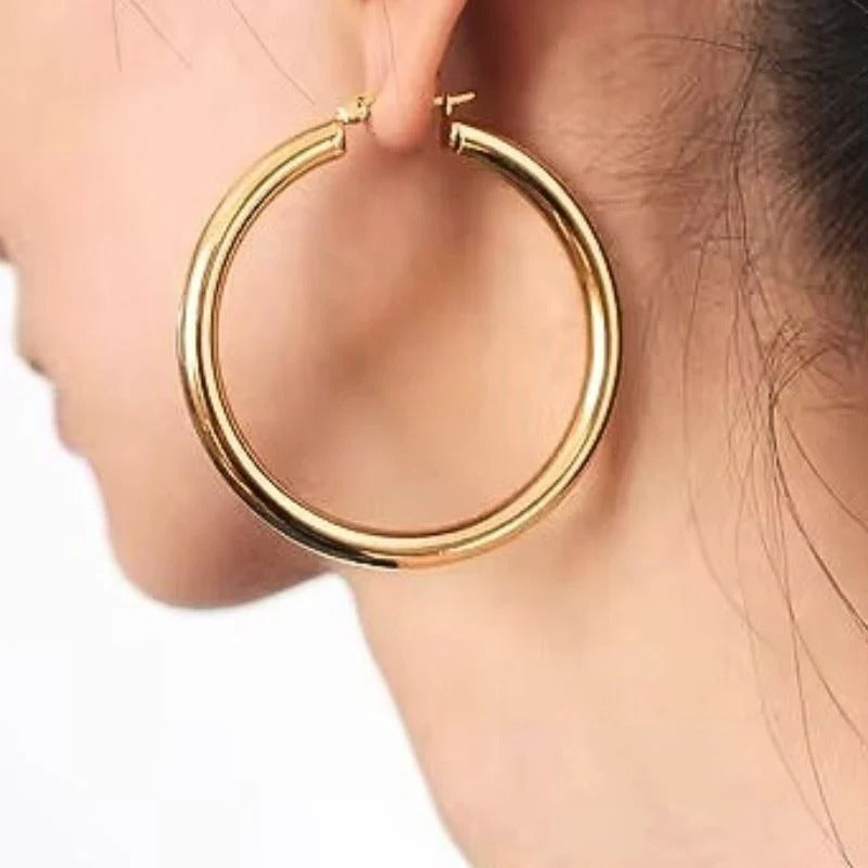 Classic Gold-Plated Round Hoops - Lea