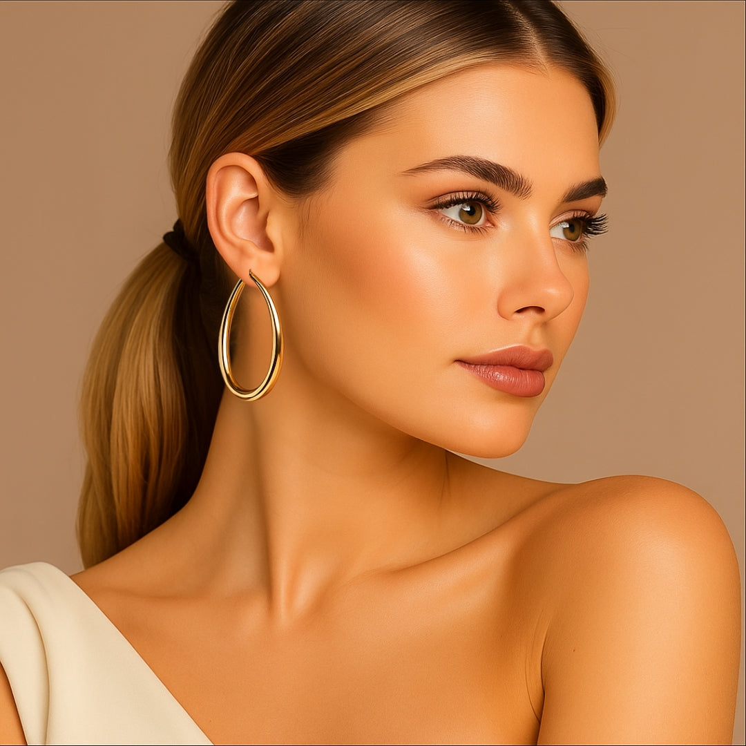 Vintage Gold Hoop Earrings - Ella