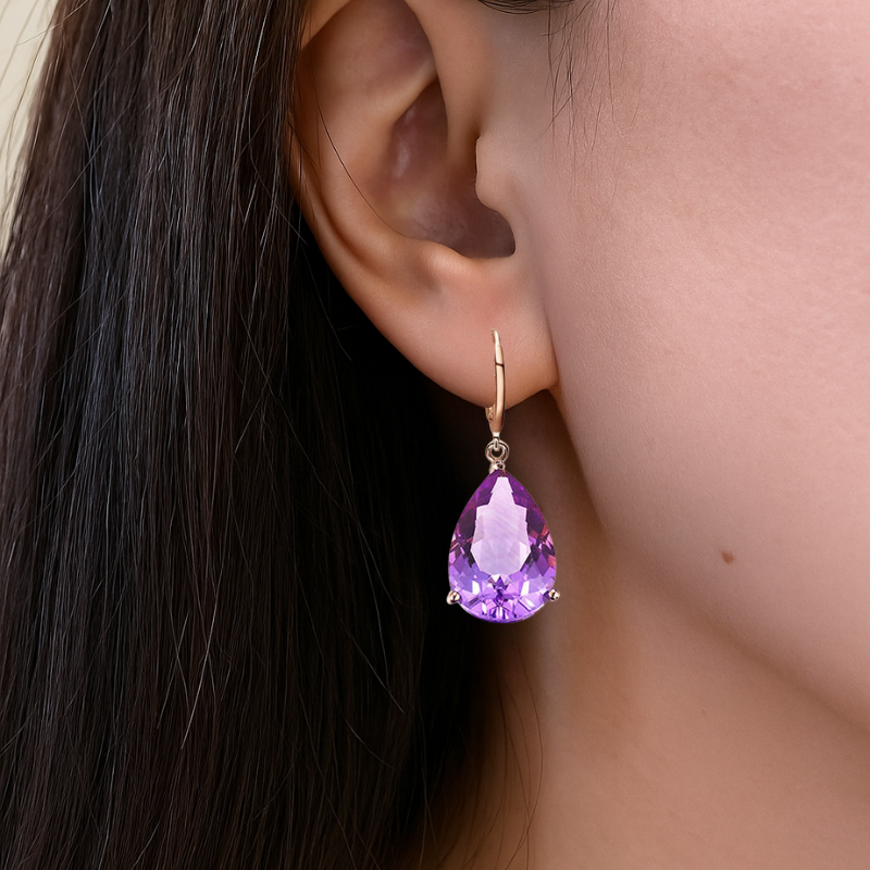 Violet Teardrop Earrings - Amethyst