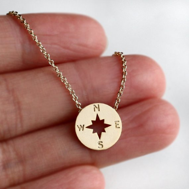 Round compass - charm necklace