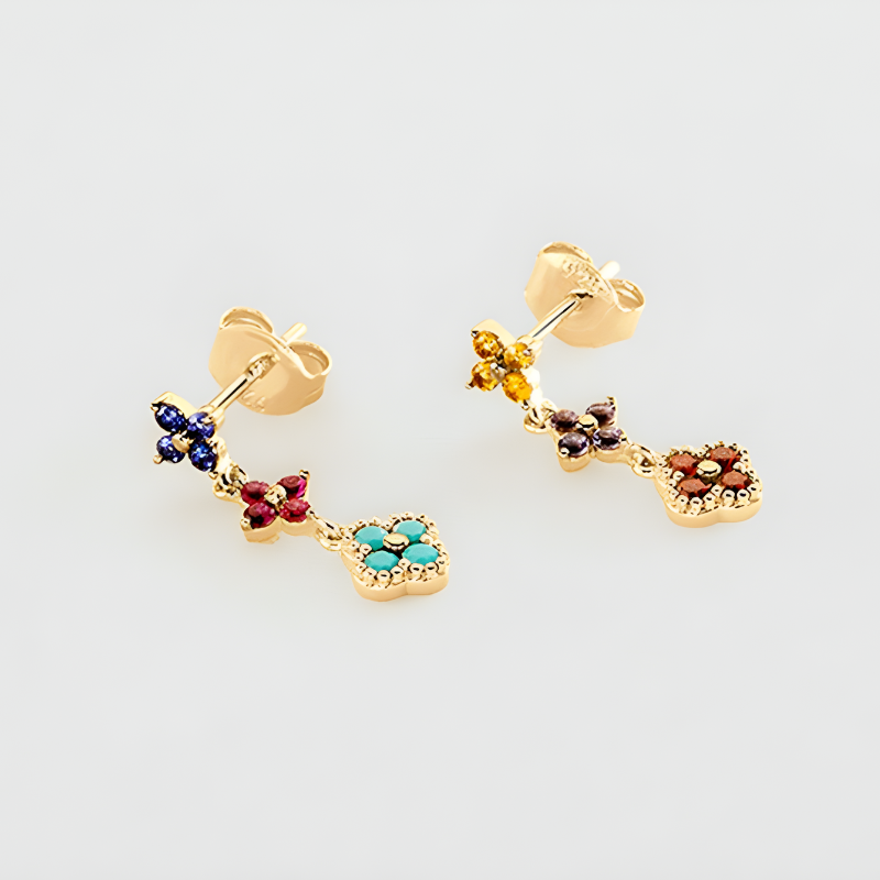 Floral Dangle Charm Earrings – Millie
