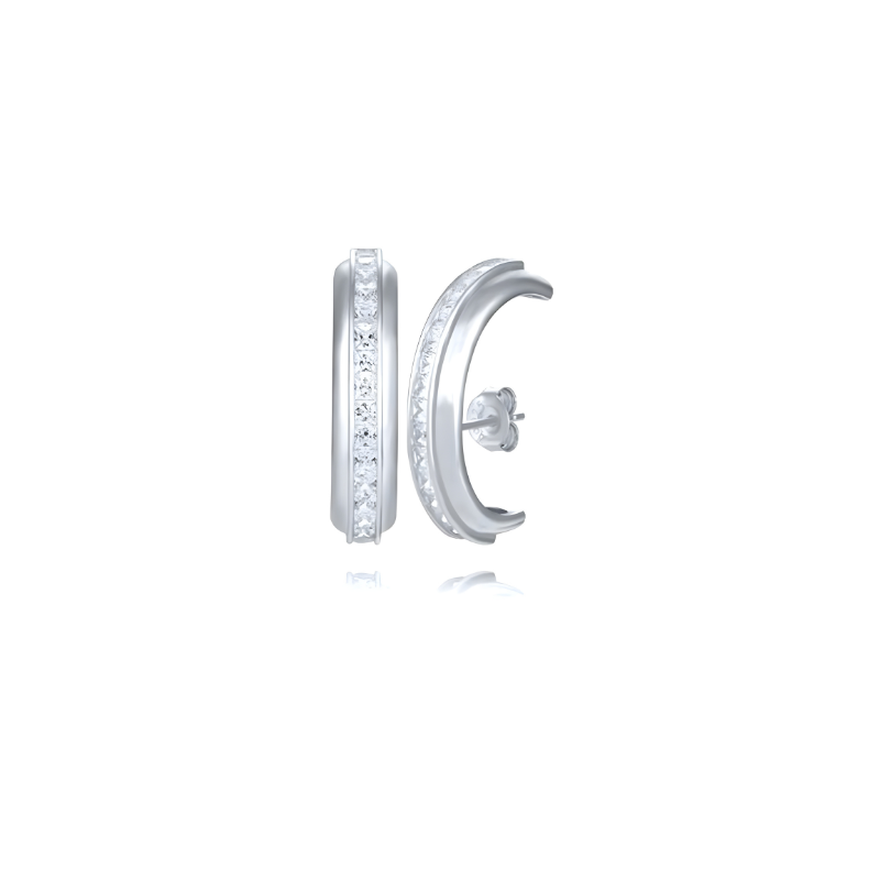 C-Shaped Zirconia Stud Earrings - Avie