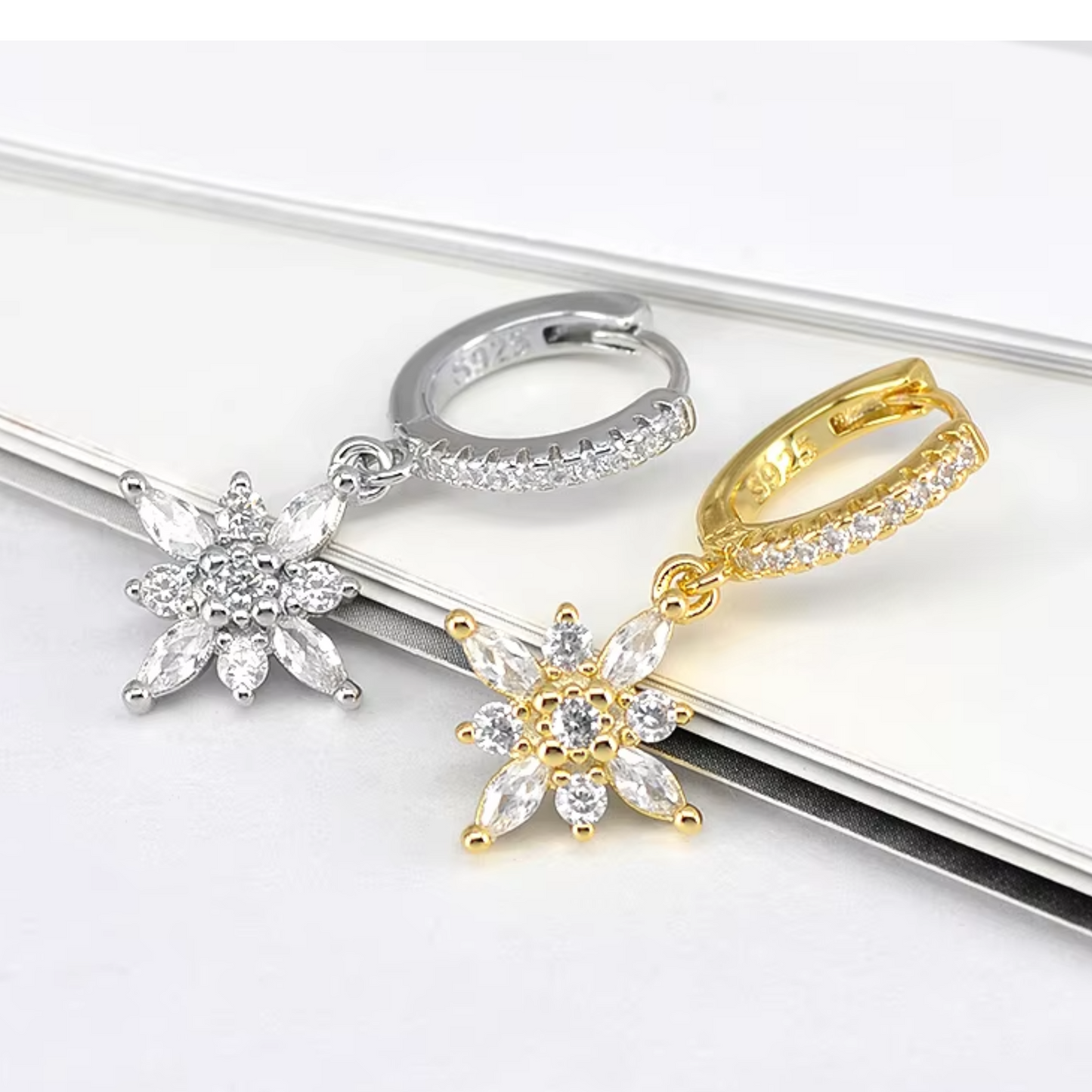 Gold Crystal Flower Hoop Earrings | Lily