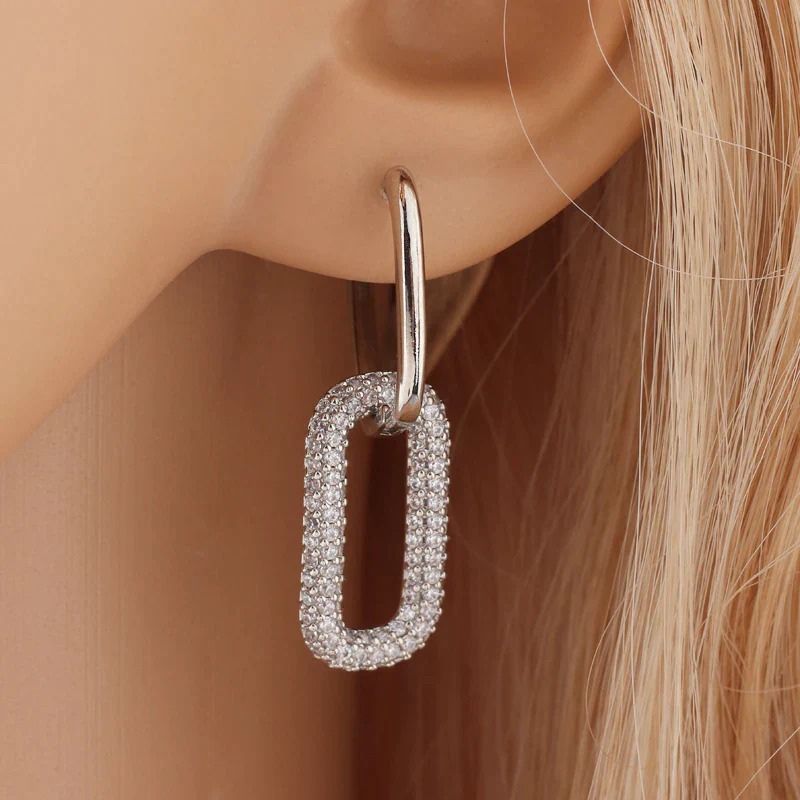 Double Layer Zircon Luxe Drop Earrings - Noa